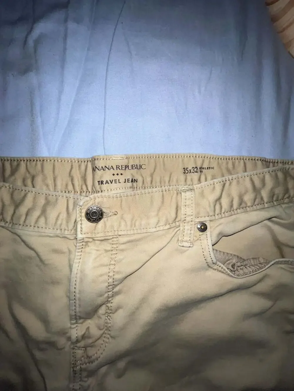 Banana Republic Travel Jean Athletic Fit Khaki Pants 35x32